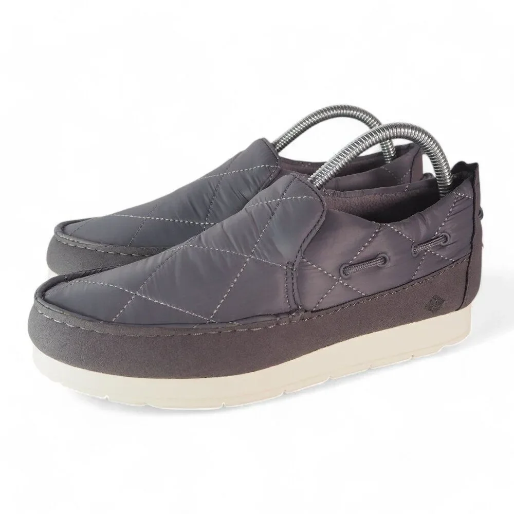 Sperry Moc-Sider Quilted Nylon Casual Shoes Grey STS87050‎ Women's 8M